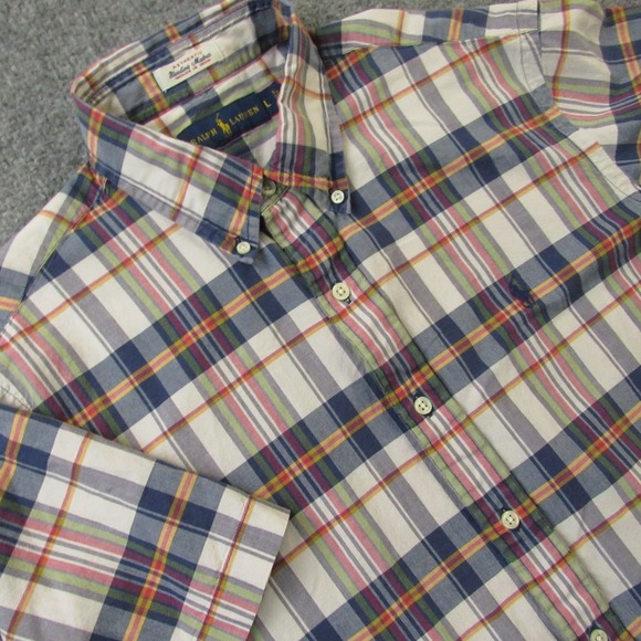Ralph Lauren Other - Ralph Lauren Shirt Mens Large Bleeding Madras Fade Plaid Natural Dye Preppy Slim